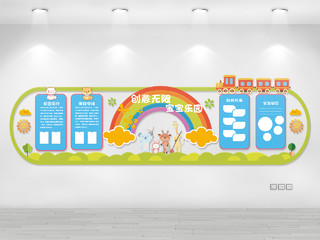 绿色卡通幼儿园宣传文化墙幼稚园幼儿园文化墙文化墙